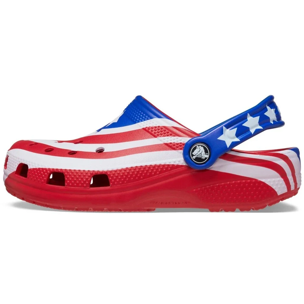 Crocs Classic American Flag 208840-90H Clogs Toddler 8M Red Casual Shoes GBO2924